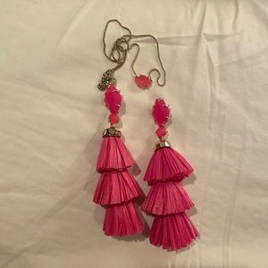 Kendra Scott Raffia Earrings and Matching Necklace.